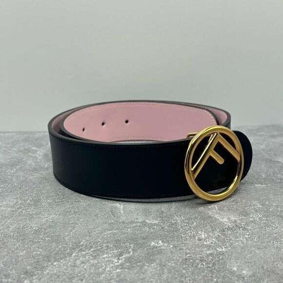 NWT Fendi Vitello Liberty F is Fendi Bi-Color Reversible Belt Black Pink Leather - Picture 7 of 15